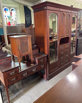 Lot 598 - An Edwardian mahogany, satinwood, ebony and...