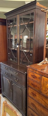 Lot 599 - A George III style mahogany secretaire...