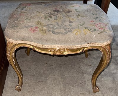Lot 607 - A Victorian giltwood dressing table stool, the...