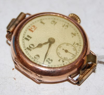 Lot 203 - A vintage 9ct gold cased Trench watch, S. M....