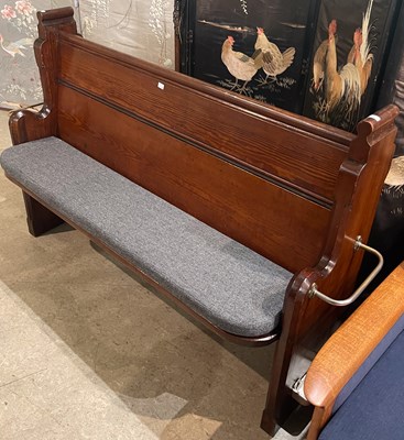 Lot 625 - An Antique pine pew, the sides with stick/...