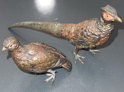 Lot 230 - Two cold-painted bronze animals to include a...