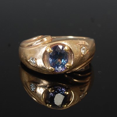 Lot 53H - A 9ct gold large ring, set with an oval...