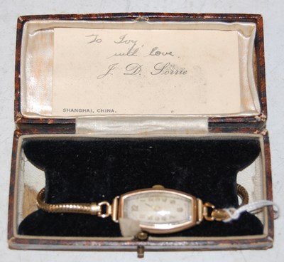 Lot 206 - A vintage 9ct gold case ladies wristwatch with...