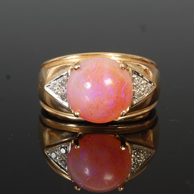 Lot 53S - A 14k gold large ring, set with a large...