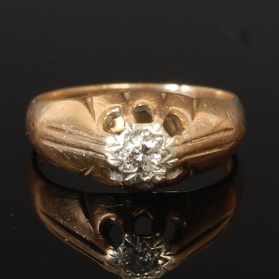 Lot 53P - A 9ct gold ring, set with a single diamond in...