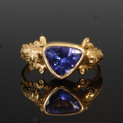 Lot 53I - A gold single stone ring, with antique style...