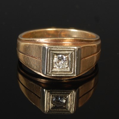 Lot 53B - A gold ring, set with a single diamond, framed...