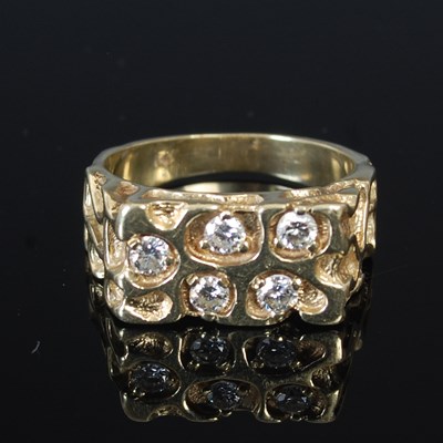 Lot 257C - A 14k gold gents dress ring, set with five...