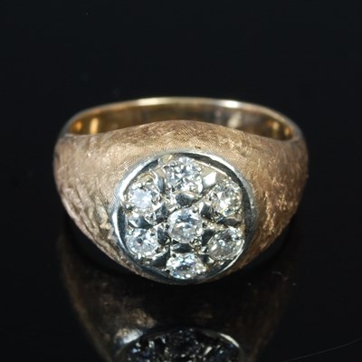 Lot 257H - A gents gold and diamond cluster dress ring,...
