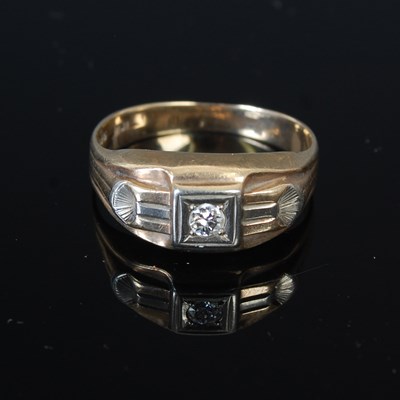 Lot 257J - A 10k gold dress ring, set with a single...