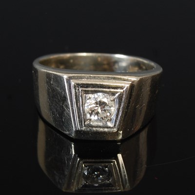 Lot 53D - A 14k white gold dress ring, set with a single...