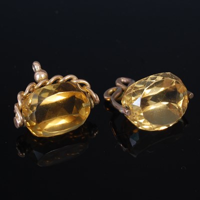 Lot 248G - An Edwardian 9ct gold mounted citrine swivel...