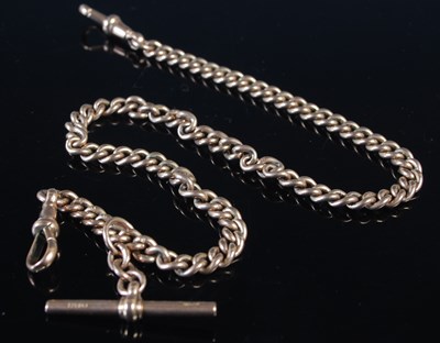 Lot 232F - A 9ct gold Albert chain with T-bar suspension,...
