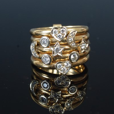 Lot 233C - A yellow and white metal diamond set five row...