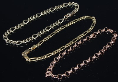 Lot 235H - Three various 9ct gold bracelets, 10 grams.