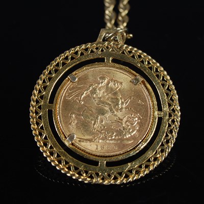 Lot 236 - A Victorian gold sovereign dated 1884, in...