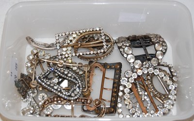 Lot 213 - A box of assorted paste set buckles