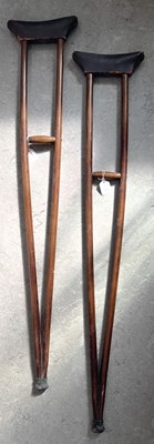 Lot 453A - A pair of Antique wood and leather topped...