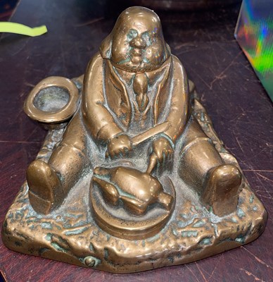 Lot 399A - A late 19th/ early 20th century brass inkwell,...