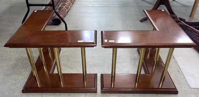 Lot 612A - A pair of mahogany and brass fireside club...
