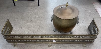 Lot 613A - A brass fire fender with pierced fretwork...