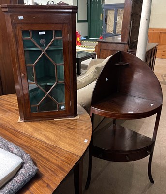 Lot 613B - A 19th century mahogany hanging corner cabinet...