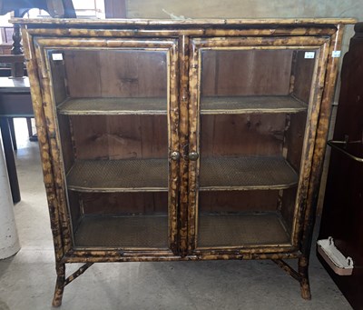 Lot 624A - A late 19th century bamboo side cabinet,...
