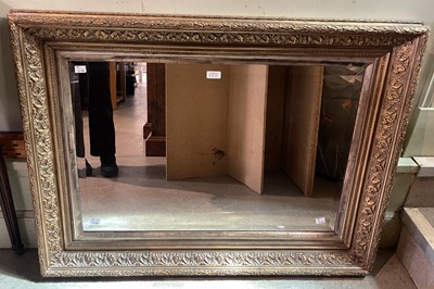 Lot 615B - A gilt framed rectangular bevelled wall mirror,...