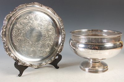 Lot 346 - An electroplated presentation bowl, together...