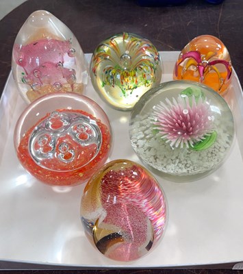 Lot 347 - A collection of six assorted paperweights.