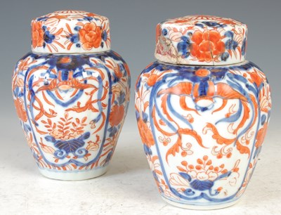 Lot 407 - A pair of Japanese Imari porcelain tea jars...