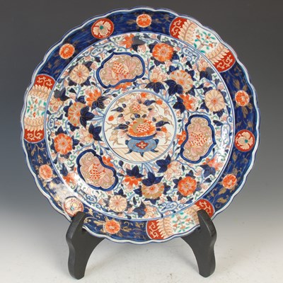 Lot 409 - A Japanese Imari porcelain charger, late...
