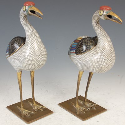 Lot 37 - A pair of Chinese gilt metal and cloisonné...