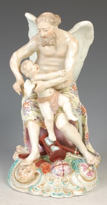 Lot 290 - A Derby porcelain figure group of Father Time...