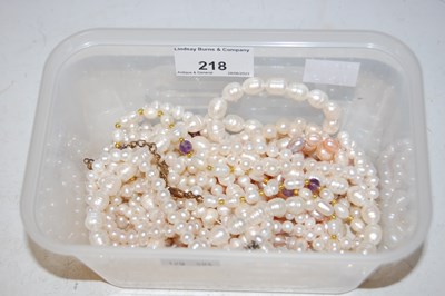 Lot 218 - Box of assorted pearl necklaces