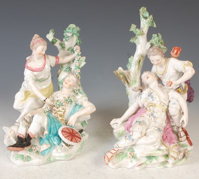 Lot 295 - A pair of Derby porcelain figure groups,...