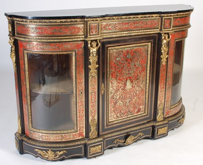 Lot 691 - A 19th century ebonised brass and red...