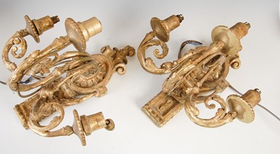 Lot 170 - A pair of 19th century giltwood three-light...