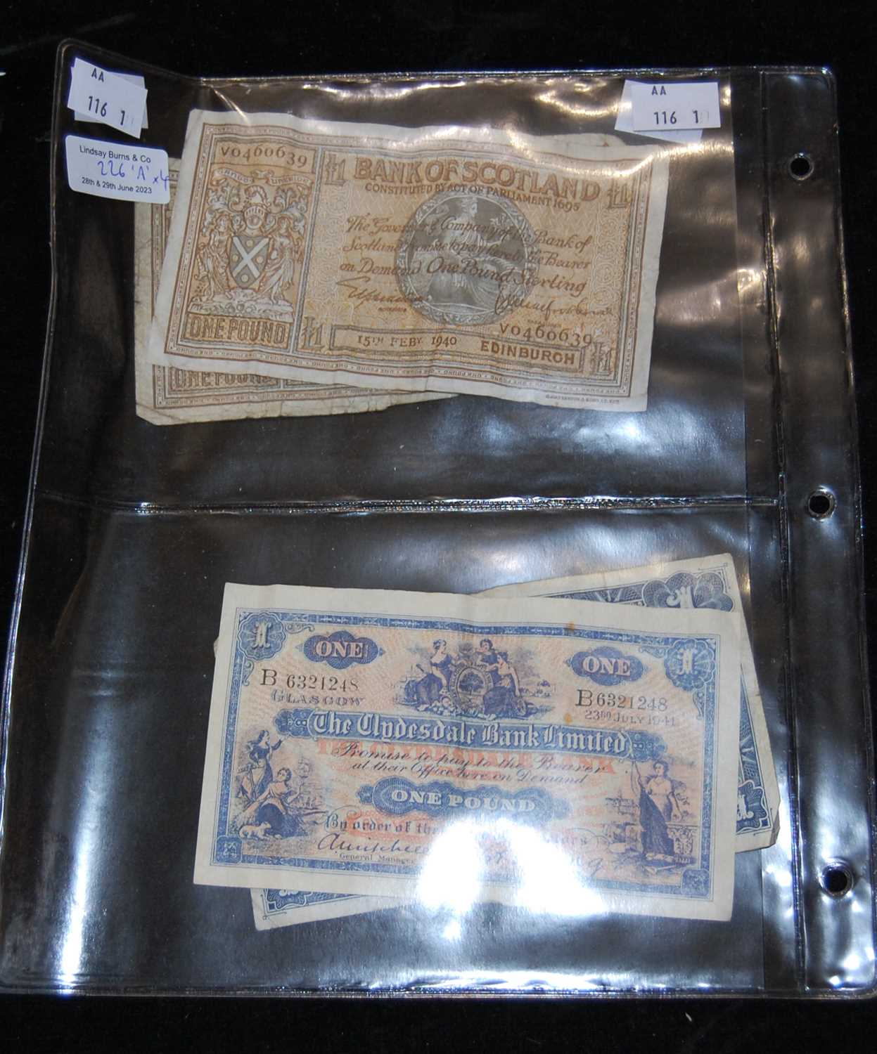 Lot 226 - Banknotes - A collection of four Scottish...