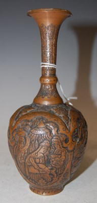 Lot 180A - An Antique Persian copper bottle vase, with...