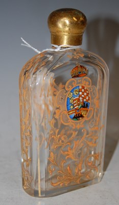 Lot 180C - A Continental clear glass spirits flask with...