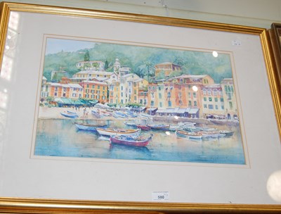 Lot 580 - Anne Woodword, Portofino, Italy, watercolour,...