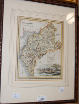 Lot 581 - Cumberland, a hand-coloured map published by...