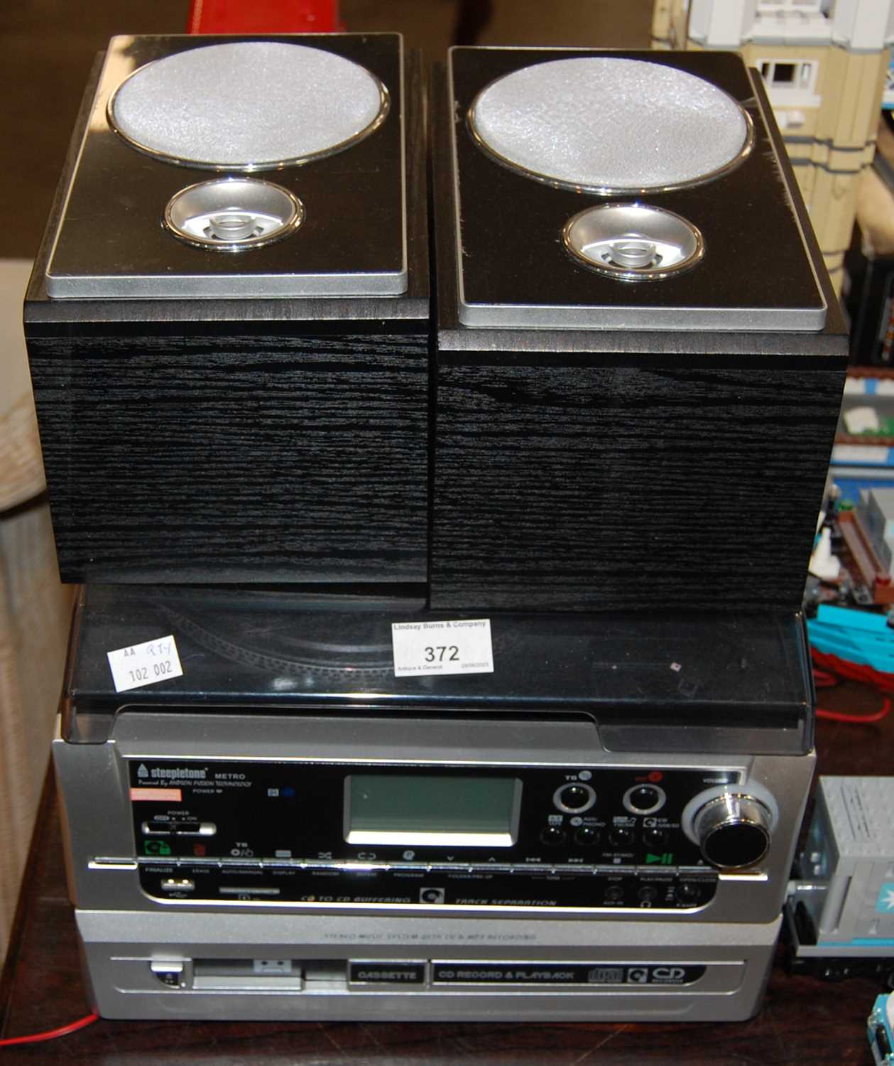 Lot 372 - A Steepletone stereo music system with CD and...