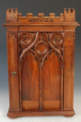 Lot 354 - A 19th century walnut Gothic Revival tabletop...