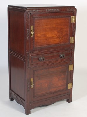 Lot 783 - A Chinese darkwood and brass mounted side...