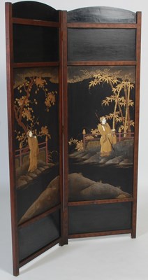 Lot 759 - A late 19th century Japanese lacquer two fold...