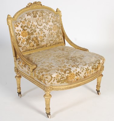 Lot 746 - A late 19th century giltwood side chair, the...