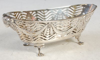 Lot 125 - A French silver pierced oval large bon bon...